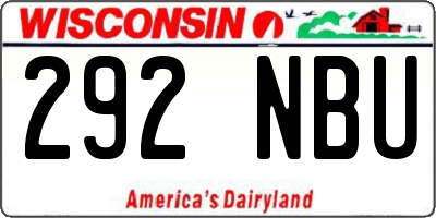 WI license plate 292NBU