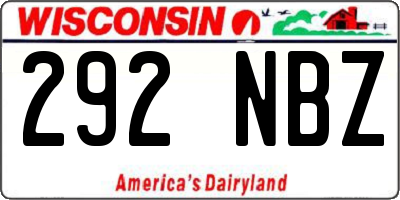 WI license plate 292NBZ