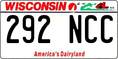 WI license plate 292NCC