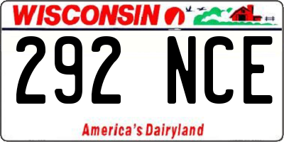 WI license plate 292NCE
