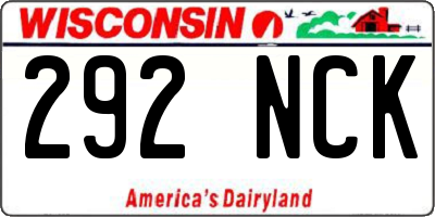 WI license plate 292NCK