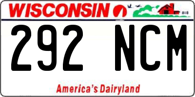 WI license plate 292NCM