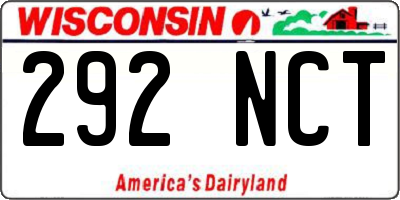 WI license plate 292NCT