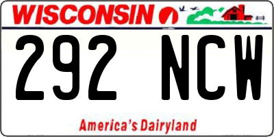 WI license plate 292NCW