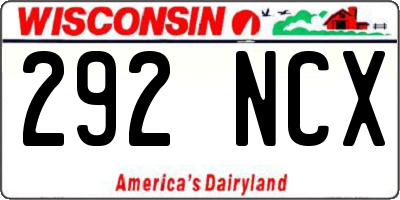 WI license plate 292NCX