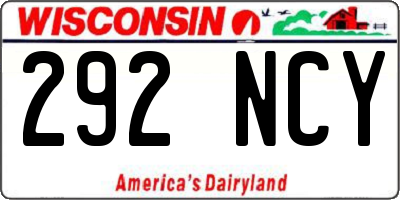 WI license plate 292NCY