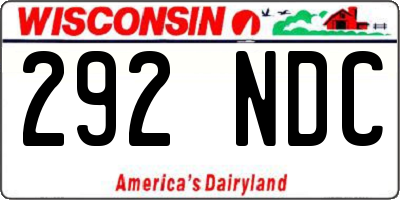 WI license plate 292NDC