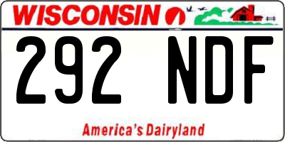 WI license plate 292NDF