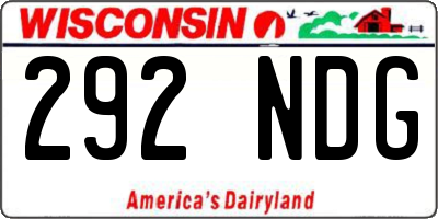 WI license plate 292NDG