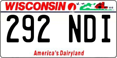 WI license plate 292NDI