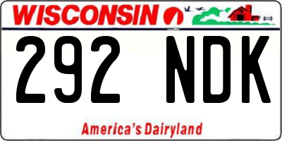 WI license plate 292NDK