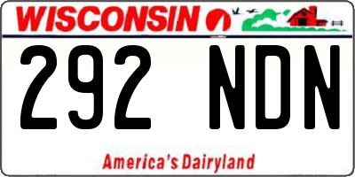 WI license plate 292NDN