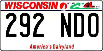 WI license plate 292NDO