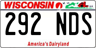 WI license plate 292NDS