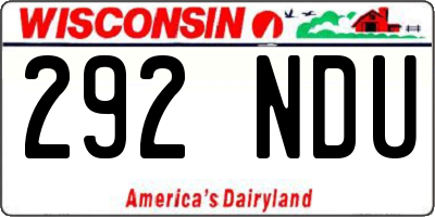 WI license plate 292NDU