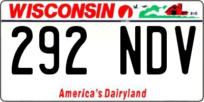 WI license plate 292NDV