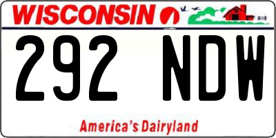 WI license plate 292NDW