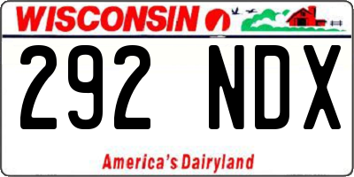 WI license plate 292NDX