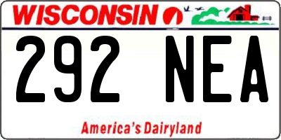 WI license plate 292NEA