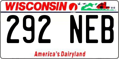 WI license plate 292NEB
