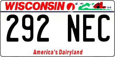 WI license plate 292NEC
