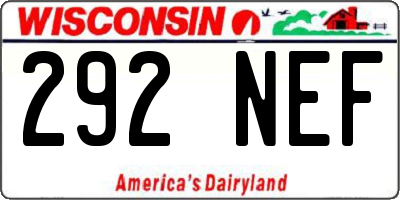 WI license plate 292NEF