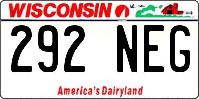 WI license plate 292NEG
