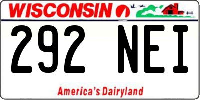 WI license plate 292NEI