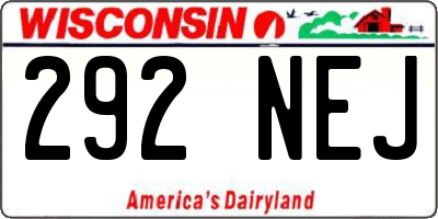 WI license plate 292NEJ
