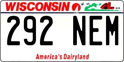 WI license plate 292NEM