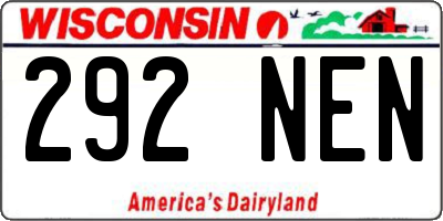 WI license plate 292NEN