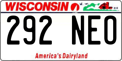 WI license plate 292NEO