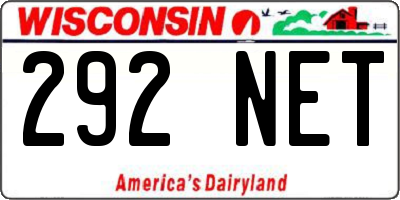 WI license plate 292NET