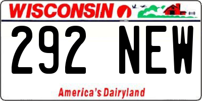 WI license plate 292NEW