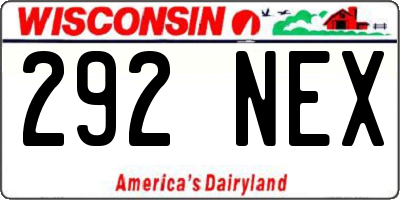 WI license plate 292NEX