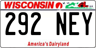 WI license plate 292NEY