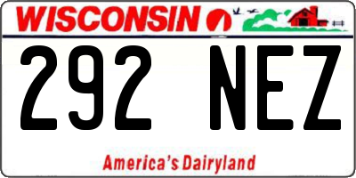 WI license plate 292NEZ