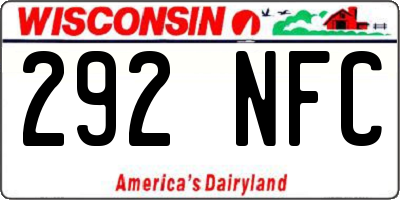 WI license plate 292NFC