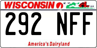 WI license plate 292NFF