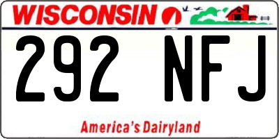 WI license plate 292NFJ