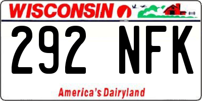 WI license plate 292NFK