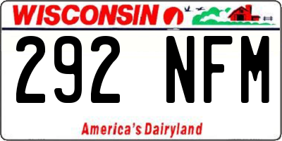 WI license plate 292NFM