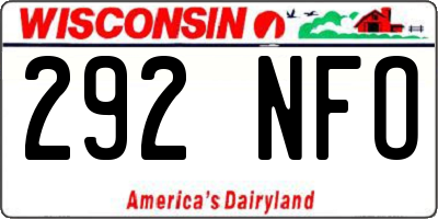 WI license plate 292NFO
