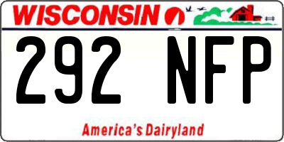 WI license plate 292NFP