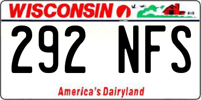 WI license plate 292NFS