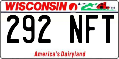 WI license plate 292NFT
