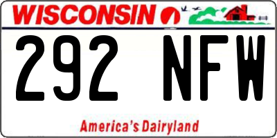 WI license plate 292NFW