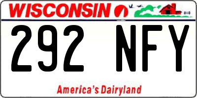 WI license plate 292NFY