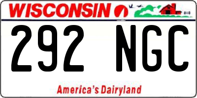 WI license plate 292NGC