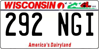 WI license plate 292NGI